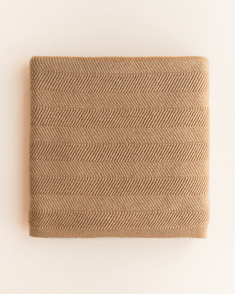 Strickdecke aus Merino FREDDIE OCHRE