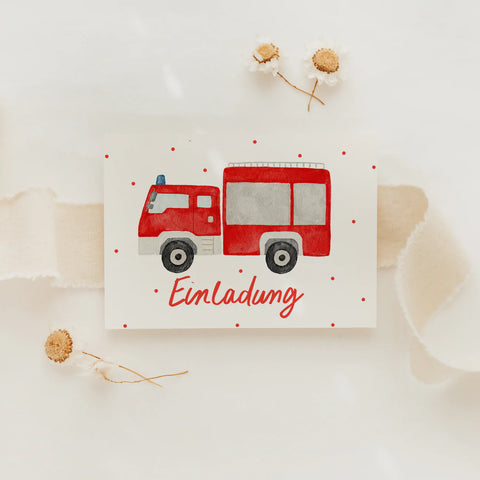 Postkarte EINLADUNG FEUERWEHR
