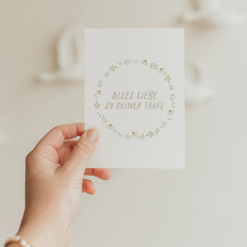 Postkarte TAUFE BLUMENKRANZ