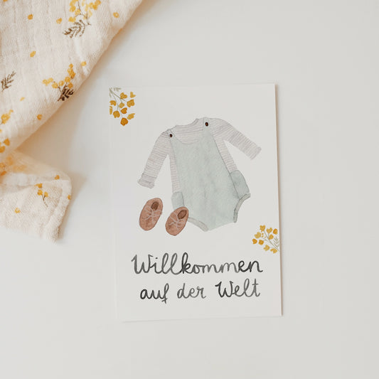 Postkarte WILLKOMMEN AUF DER WELT