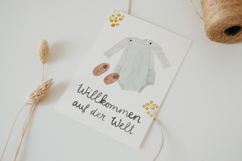 Postkarte WILLKOMMEN AUF DER WELT